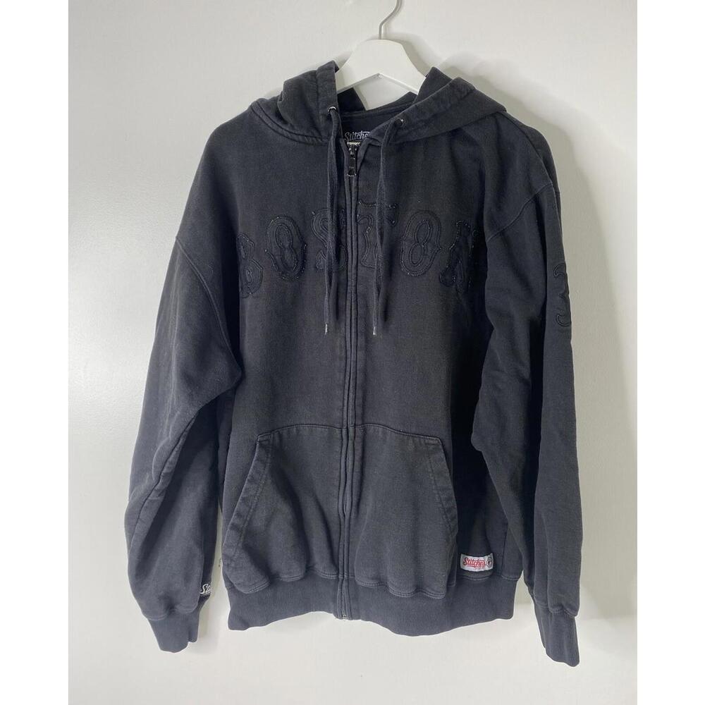 Boston Red Sox Hoodie Adult Large Black MLB Baseball Sweatshirt Full Zip Mens